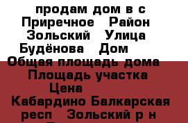 продам дом в с Приречное › Район ­ Зольский › Улица ­ Будёнова › Дом ­ 13 › Общая площадь дома ­ 50 › Площадь участка ­ 15 › Цена ­ 500 000 - Кабардино-Балкарская респ., Зольский р-н, Приречное с. Недвижимость » Дома, коттеджи, дачи продажа   . Кабардино-Балкарская респ.